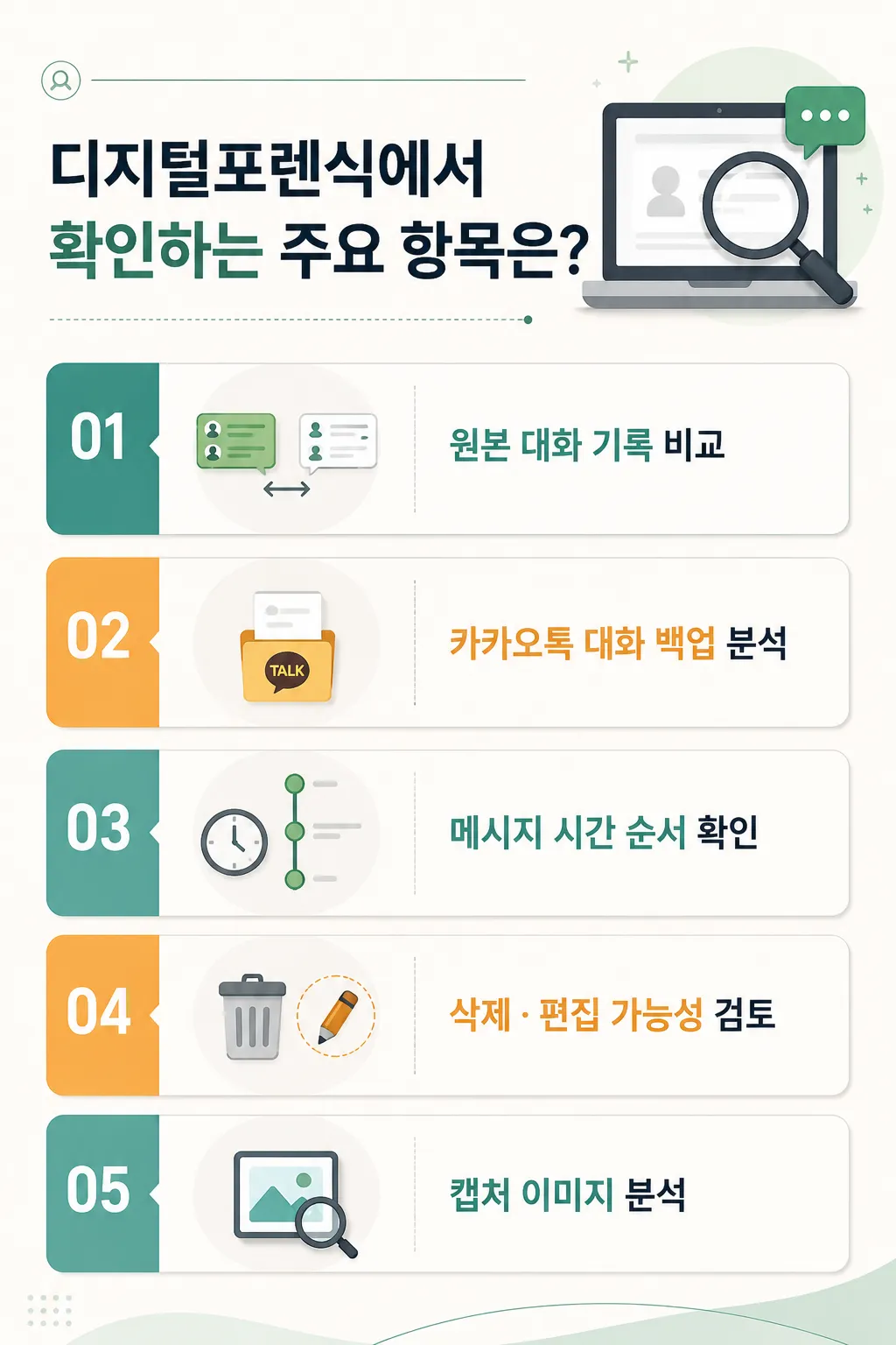카톡대화조작 여부를 확인하는 디지털포렌식 분석 절차