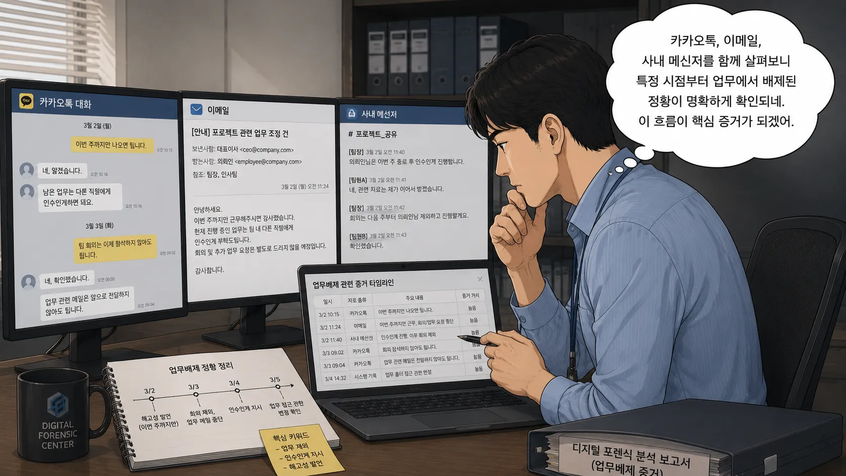 업무배제 증거로 활용 가능한 이메일과 메신저 기록
