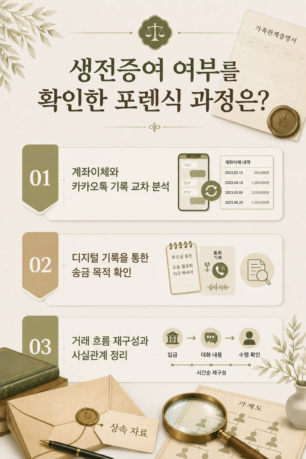 생전증여 분쟁에서 활용할 수 있는 금융기록과 대화 분석