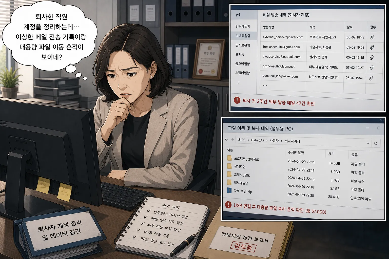 회사자료반출 의심 시 데이터 이동 이력을 확인하는 방법