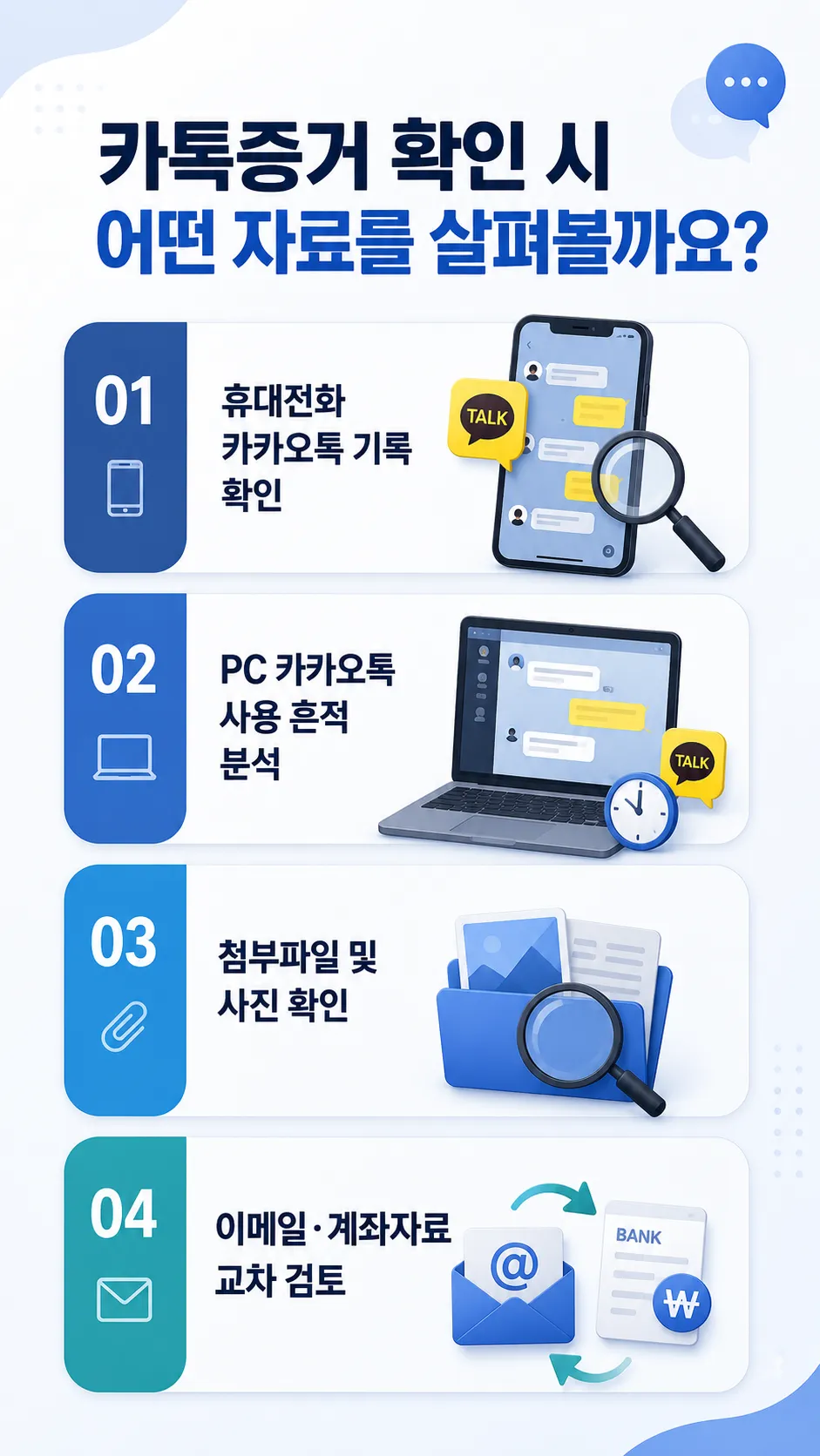 카톡증거로 활용 가능한 대화와 파일 기록 분석