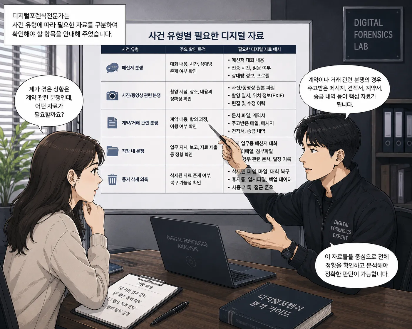 포렌식수사 과정에서 확인하는 디지털 증거의 종류
